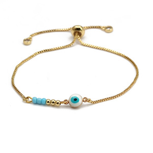 Pulsera de ojo de <span class=keywords><strong>diablo</strong></span> hecha a mano para mujer y niña, con cuentas de <span class=keywords><strong>semillas</strong></span> de colores, azul, turco, de moda europea - Product Image 5