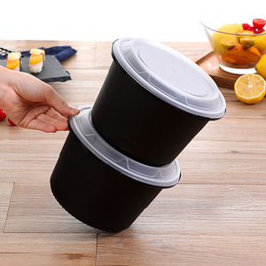 Bol rond jetable noir épaissi anti-fuite pour soupes, nouilles, hot pot et plats à emporter - Product Image 1