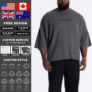 เสื้อยืดคอกลมแขนสามส่วนทรงโอเวอร์ไซส์ผ้าคอตตอนขัดเงาสำหรับผู้ชาย ยี่ห้อ KingSen สไตล์สตรีทแวร์ พิมพ์ลายซิลิโคน ทรงหลวมใส่สบาย - Product Image 2