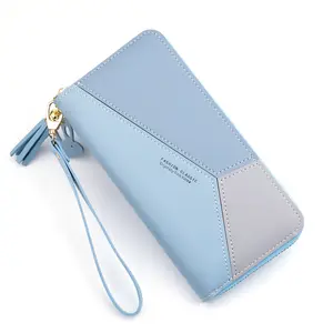 Korean version 2021 neue design frauen pu leder brieftasche großhandel mode kreuz fringe zipper geldbörse leder brieftasche