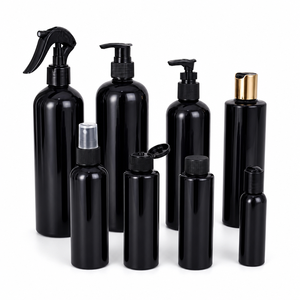 En stock, flacon pulvérisateur rond en plastique noir de 250 ml avec pompe pulvérisatrice noire pour lotion et shampoing - Product Image 1