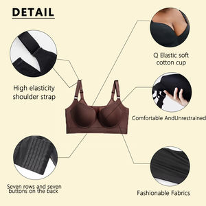Sujetador Push-Up de Talla Grande con Logotipo OEM ODM, Cobertura Completa en la Espalda, Diseño Sólido, Copa Profunda para Disimular la Grasa de la Espalda, Sujetador Suave - Product Image 3