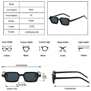 Lunettes de soleil carrées à petite monture, couleur gelée, avec rivets, protection UV400, personnalisables avec logo, pour hommes et femmes, collection mode 2025 - Product Image 5