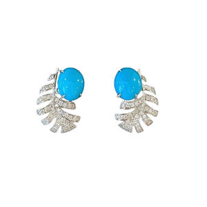Boucles d'oreilles pendantes en argent sterling S925 avec design rétro classique et plume avec sensation de gaz exquise à haute sensibilité - Product Image 5