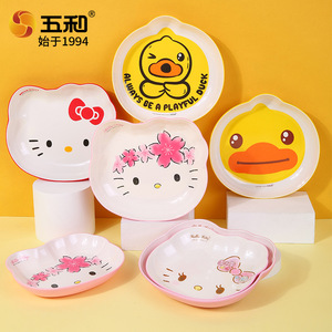 Wuhe Melamine Childrens Plates Cartoon Design Apple Shape Deep Plate For Kids Meals Snacks 2-4 Years - Product Image 1
