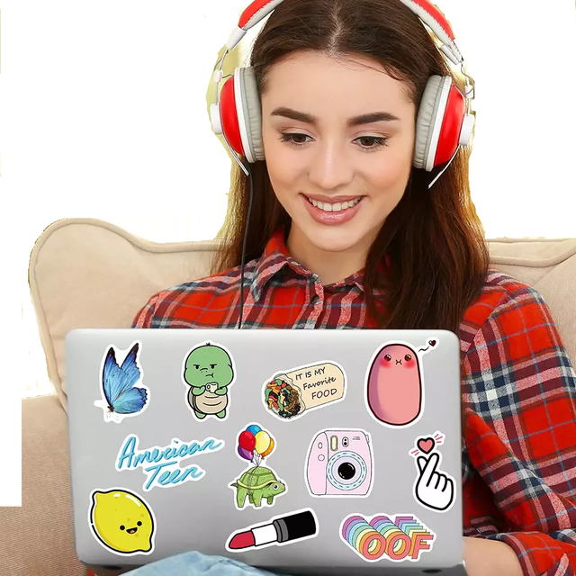 50P 8 Designs Mixed VSCO Laptop Stickers for Computer Water Bottles Bike Luggage Phone Car DIY Vinyl Waterproof Stickers
