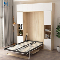 Lit mural Murphy avec bureau pliant intégré, lit escamotable multifonctionnel, meuble combiné gain de place pour chambre à coucher