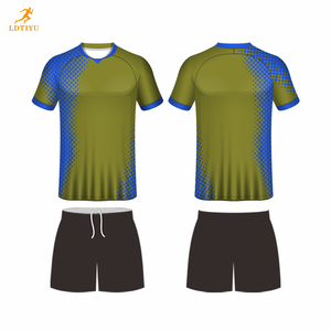 Vêtements de sport personnalisés respirants à séchage rapide motif à carreaux à manches courtes 100% maillots de rugby en polyester ensembles en gros Clubs pour adultes gratuits - Product Image 1