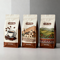 Impression numérique, logo personnalisé, emballage de grains de café de qualité alimentaire, finition mate, faible MOQ, vente en gros, pochette à fond plat