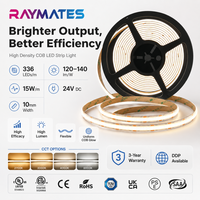 Bande lumineuse COB à haute efficacité 24V personnalisée en usine RAYMATES, 336 LED, CRI90, bande LED COB flexible pour l'éclairage commercial intérieur