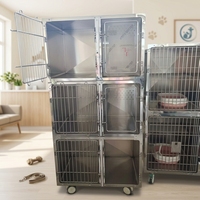 Cage vétérinaire modulaire 4 unités en acier inoxydable 304 pour animaux de compagnie (chiens, chats) – Idéale pour cliniques vétérinaires et hôpitaux pour animaux