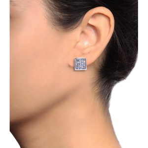 Pendientes Ornatis con Diamantes de Corte Princesa de 0.60 Quilates en Oro Blanco de 14K, 7mm Cuadrados, para Uso Diario - Product Image 6