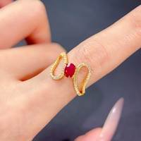 Factory Wholesale Natural RUBY Oval Cut Gemstone Ring 4x6mm 925 Sterling Silver Gold Plated Low Allergy Fine Jewelry Party Gift