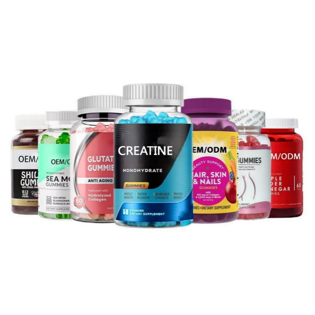 Private Label Creatine Ashwagandha Super Fruit Sea Moss Vitamin C Elderberry Biotin Apple Cider Collagen Gummy Candy Teenagers