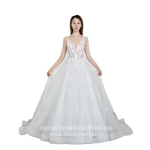 Женское свадебное платье It's yiiya, белое ТРАПЕЦИЕВИДНОЕ ПЛАТЬЕ С V-образным вырезом на лето 2021
