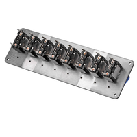 Panneau de commande d'allumage de course 8 gangs en fibre de carbone avec couvercle rouge et bleu, interrupteur à bascule et indicateur LED 12V pour voiture de course