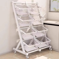 Étagère de supermarché en métal, support de rangement pour collations, étagère de rangement mobile multi-niveaux pour légumes et fruits frais