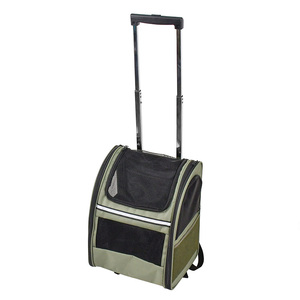 एयरलाइन ने फोल्डेबल क्लासिक जाल लुभावनीय जिपर यात्रा रोल व्हील स्टलर ट्रॉली कुत्ते बिल्ली बैकपैक पालतू कैरियर - Product Image 2