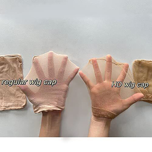 ระบายอากาศได้บางเฉียบถุงน่องหมวกสําหรับวิกผมลูกไม้ด้านหน้า 2 ชิ้นหมวกผิวหัวล้านสําหรับผู้หญิงโปร่งใส HD หมวกวิกผม - Product Image 5