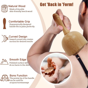 Taza de madera <span class=keywords><strong>para</strong></span> terapia de madera artesanal, vaso de masaje de madera con mango, se utiliza <span class=keywords><strong>para</strong></span> aliviar el dolor corporal - Product Image 4