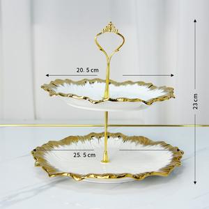 Restaurante moderno Plato de postre de lujo Platos de soporte de pastel de cerámica de boda de 3 niveles - Product Image 5