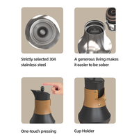 Carafe à café arabe Dallah en acier inoxydable 304, 600 ml (20 oz), thermos isotherme à double paroi, ouverture à une touche, pour le service en hôtel et restaurant