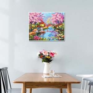 Pintura por Números al por Mayor, Arte de Paisaje Rosado con Arco de Puente, Kit de Pintura Acrílica por Números para Decoración del Hogar, Regalo - Product Image 2