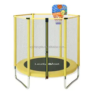 Trampolin Mini bundar 5 kaki dengan jaring keselamatan, trampolin anak dalam dan luar ruangan