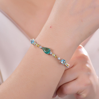 Bracelet tennis Kirin 925 en argent sterling pour femme, avec perles bleues en forme de poire et pierres à taille mixte