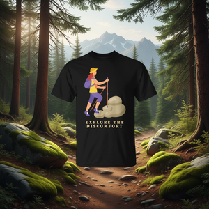 Camiseta para Mujer, Diseño de Senderismo y Naturaleza, Explorando el Desconfort - Ropa Promocional Premium - Product Image 3