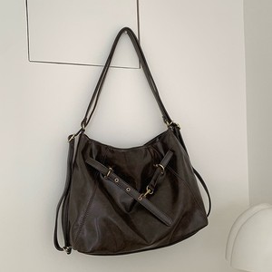 เมอร์ลาดกระเป๋าโท้ทผู้หญิง หนังสีน้ำตาล กระเป๋าสะพายไหล่ความจุขนาดใหญ่ ใช้ได้ทุกวัน สีทึบ ปิดด้วยซิป D9038 - Product Image 2