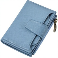 Dompet Kecil Wanita Airkit RFID Blocking Bahan PU Lembut Lipat Dua Tempat Kartu Ringkas Kantong Koin Resleting 4 Jendela ID