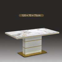 Ensemble de meubles de salle à manger modernes et durables de luxe, table rectangulaire en acier inoxydable Light Rock
