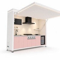 Booth Dapur Luar Ruangan Terintegrasi Dengan Sistem Pencahayaan LED, Kulkas Terpasang, dan Kompor Induksi