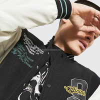 Chaqueta Varsity Personalizada para Hombre, Estilo Letterman, Mangas en Contraste, Bordado, Parches de Chenille, Estampado Gráfico, Botones a Presión, Ropa Urbana, Venta al Por Mayor