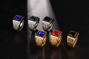 Bague fine personnalisée pour garçons hommes, anneaux plaqués <span class=keywords><strong>or</strong></span>, bijoux homme, logo laser vierge, bague gravée en acier inoxydable pour hommes - Product Image 5