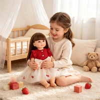 Poupée réaliste reborn de 22 pouces avec corps entièrement en vinyle, cheveux longs bruns, robe florale, visage en silicone, jouet pour enfants, cadeau pour filles