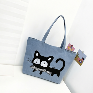 Bolso de Hombro de Lona con Estampado de Dibujos Animados y Bordado al por Mayor, con Cierre de Cremallera, Antirrobo, Portátil, Moderno y Casual para Mujer - Product Image 1