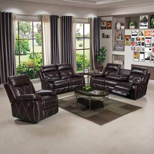 Nuevo Conjunto de Sillones Reclinables Modernos para el Hogar 2026 con Silla Deslizante, Sofá de Cuero PU Marrón para Sala de Estar y Comedor - Product Image 3