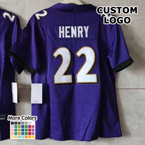 Jersey Sepak Bola Amerika 2026 yang Dapat Disesuaikan Ungu Hitam 8 22 Jahitan Berbahan Mesh Bernapas untuk Penggemar Berkualitas Tinggi Unisex - Product Image 1