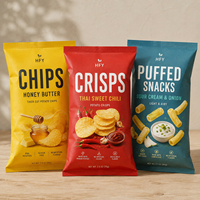 Sachet alimentaire imprimé sur mesure, sachet à scellage arrière, pochette d'emballage plastique laminé mat pour chips, boulettes de fromage, maïs soufflé