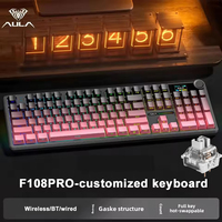 AULA F108pro Clavier mécanique rétro-éclairé RVB personnalisé Structure de tampon remplaçable à chaud à trois modes/2.4G/filaire à clé complète