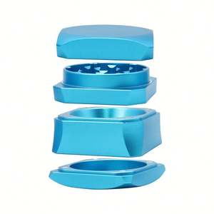 Broyeur à herbes personnalisé à 4 couches avec logo, 60 mm - 4 formes carrées, métal, nouveau, vente en gros pour le tabac, alliage d'aluminium pour l'emballage de fête - Product Image 5