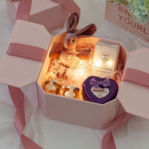Boîte cadeau créative octogonale rose en papier Yali pour emballage cosmétique, entreprise, souvenir de mariage, boîte <span class=keywords><strong>vide</strong></span> - Product Image 2