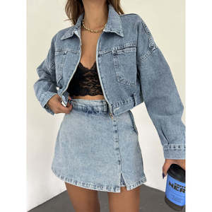 Veste en jean pour femme DEFILE, blanche, à fermeture éclair, double poche, 100% coton, pour un usage décontracté au printemps et en automne - Product Image 5