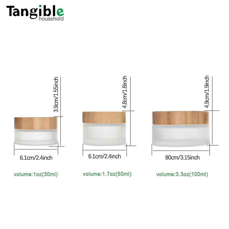 2025 Popular Frosted Glass Cream Jar With Natural Bamboo Lid 30ml Volume for Face Cream Packaging Screw Cap Sealing Type