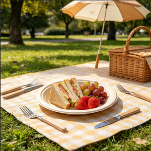 Assiette Ronde en Bagasse de Canne à Sucre Qualité Alimentaire Résistante à la Température 120°C pour Plats à Emporter Préparation de Repas Livraison Micro-ondable Jetable - Product Image 5