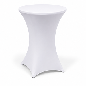 Custom Size White Spandex Cocktail <b>Table</b> <b>Cover</b> Round Highboy Stretch Fitted Tablecloth 80x110cm For Event Bar - Product Image 1