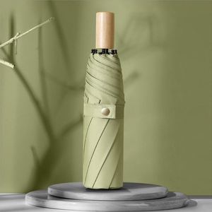 Paraguas Plegable de Vinilo Negro al 30% con Mango de Madera, 8 Varillas Reforzadas con Acero para Clima Soleado y Lluvioso, Logotipo Personalizable - Product Image 3