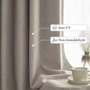 280cm 100% Polyester Super lourd tissé rideau tissu lin Look TPU laminé complet occultant Anti-Uv en Stock rouleau emballé - Product Image 1